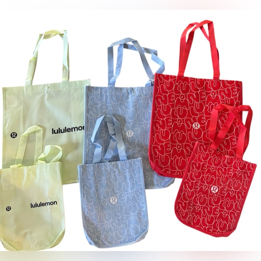 Lot of 6 New LULULEMON spring shopper tote bags Limited Edition gym lunch fun - Picture 2 of 2